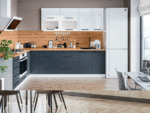 Кухня Тоскана тумба 6Д корпус белый, фасад 6Д графит, стол 0,6