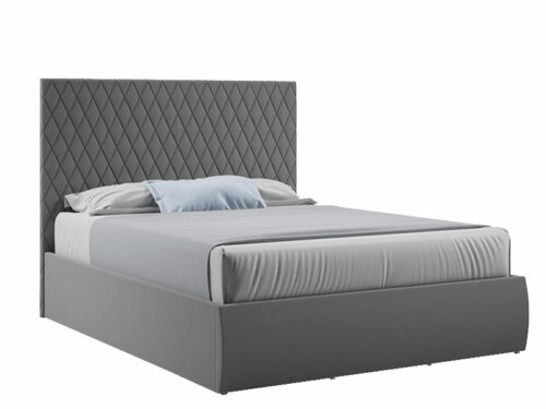 Кровать Стелла 140х200 (Микровелюр серый)