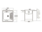 Мойка "Юкинокс" Стандарт STD600.600 -4C- OL+Выпуск малый с сифономS302+КНМ/Крепеж для накладной мойк