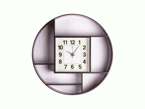 3516-004Br Часы настенные круг ф=35, корпус темно-коричневый Классика 
